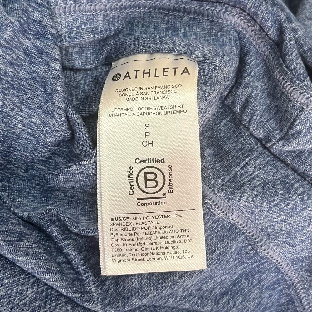 Athleta Heathered Blue Athletic Hooded Long Sleeve Top‎ Size Small - Picture 7 of 8